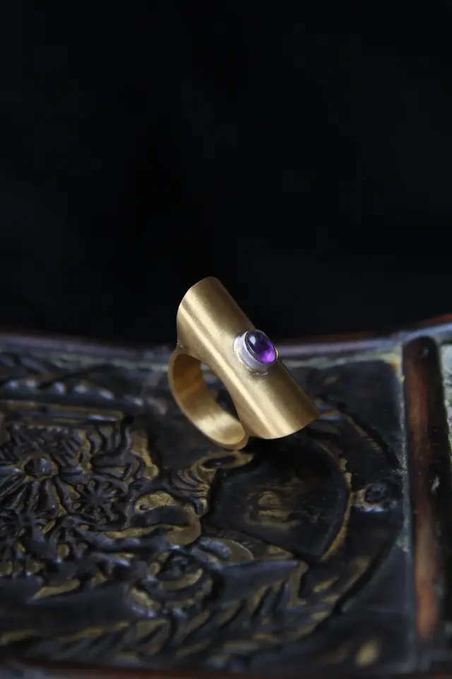 Amethyst Taşlı Gümüş Yüzük