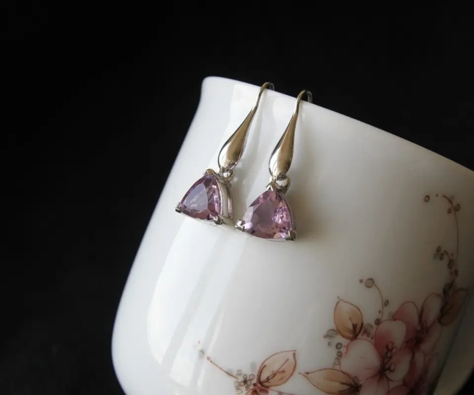 Amethyst Taşlı Gümüş Küpe