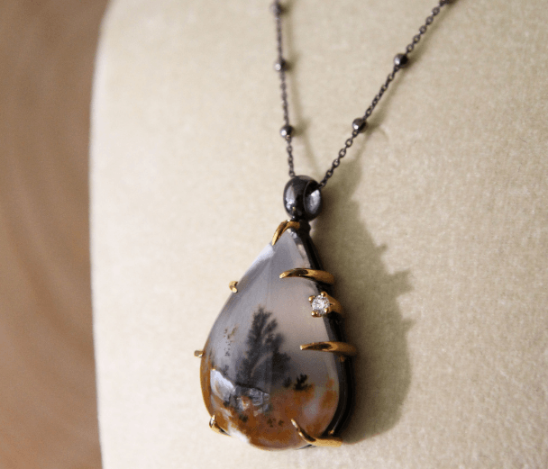 Agate Taşlı, Gümüş Kolye